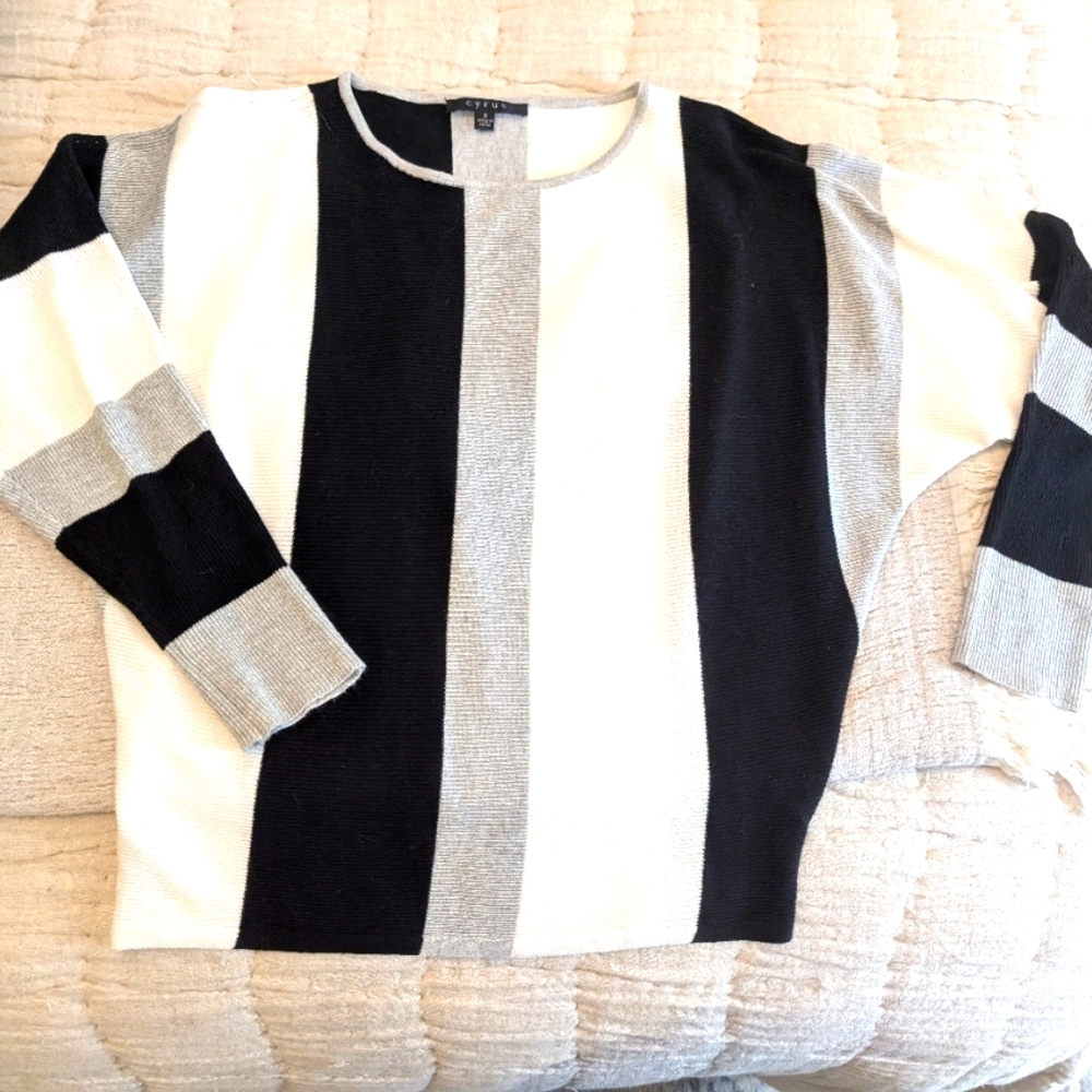 Striped Black and Gray Sweater